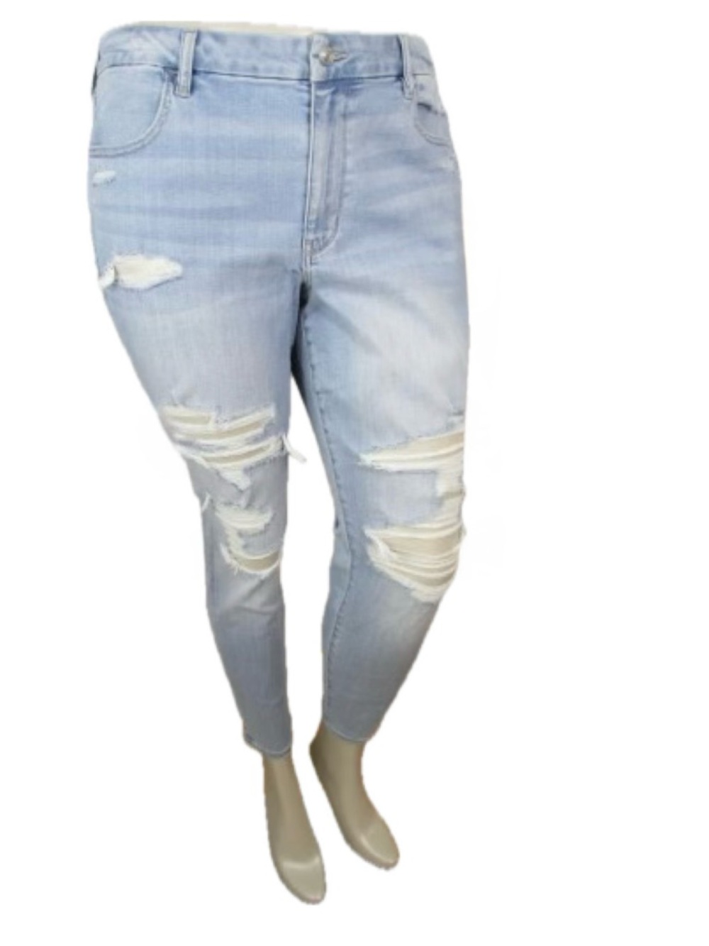 NWT American Eagle AE Ripped Jeans New Curvy High Rise Next Level Stretch 18P - Picture 6 of 9